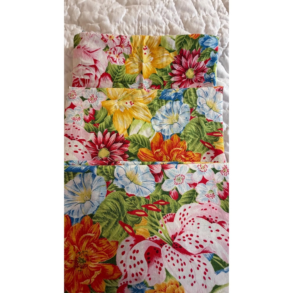 Vintage Kenzo Paris Tropical Floral Cotton Euro Pillow Shams (Set of 3)